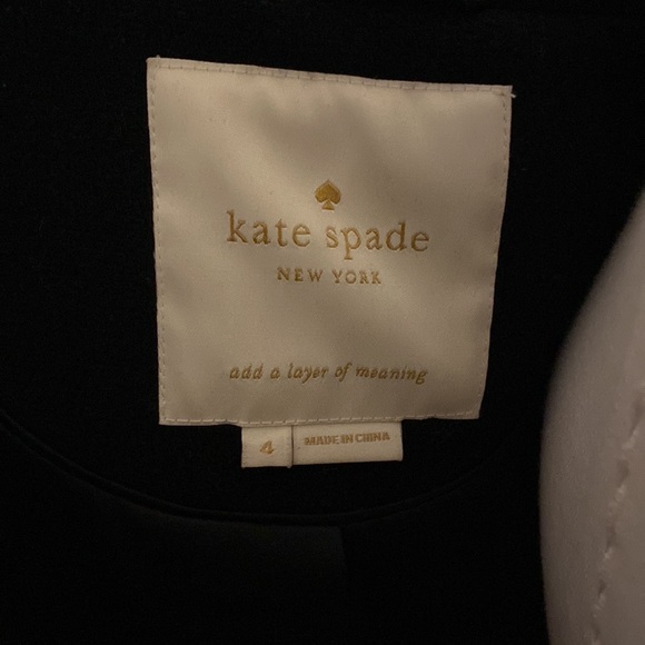 Kate spade ruffle bow back coat size 4 black - Picture 12 of 15